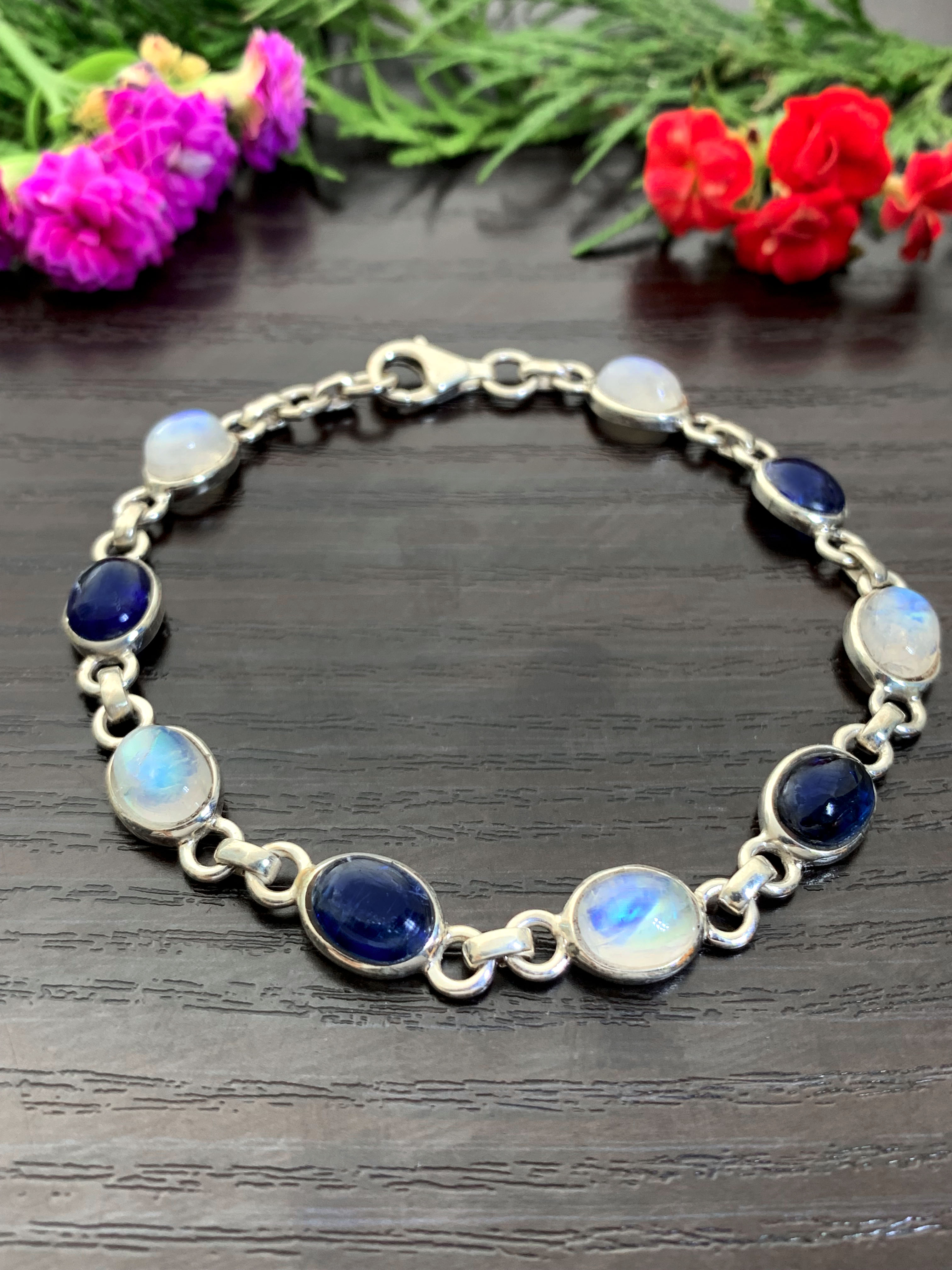 Moonstone with Kyanite Bracelet 