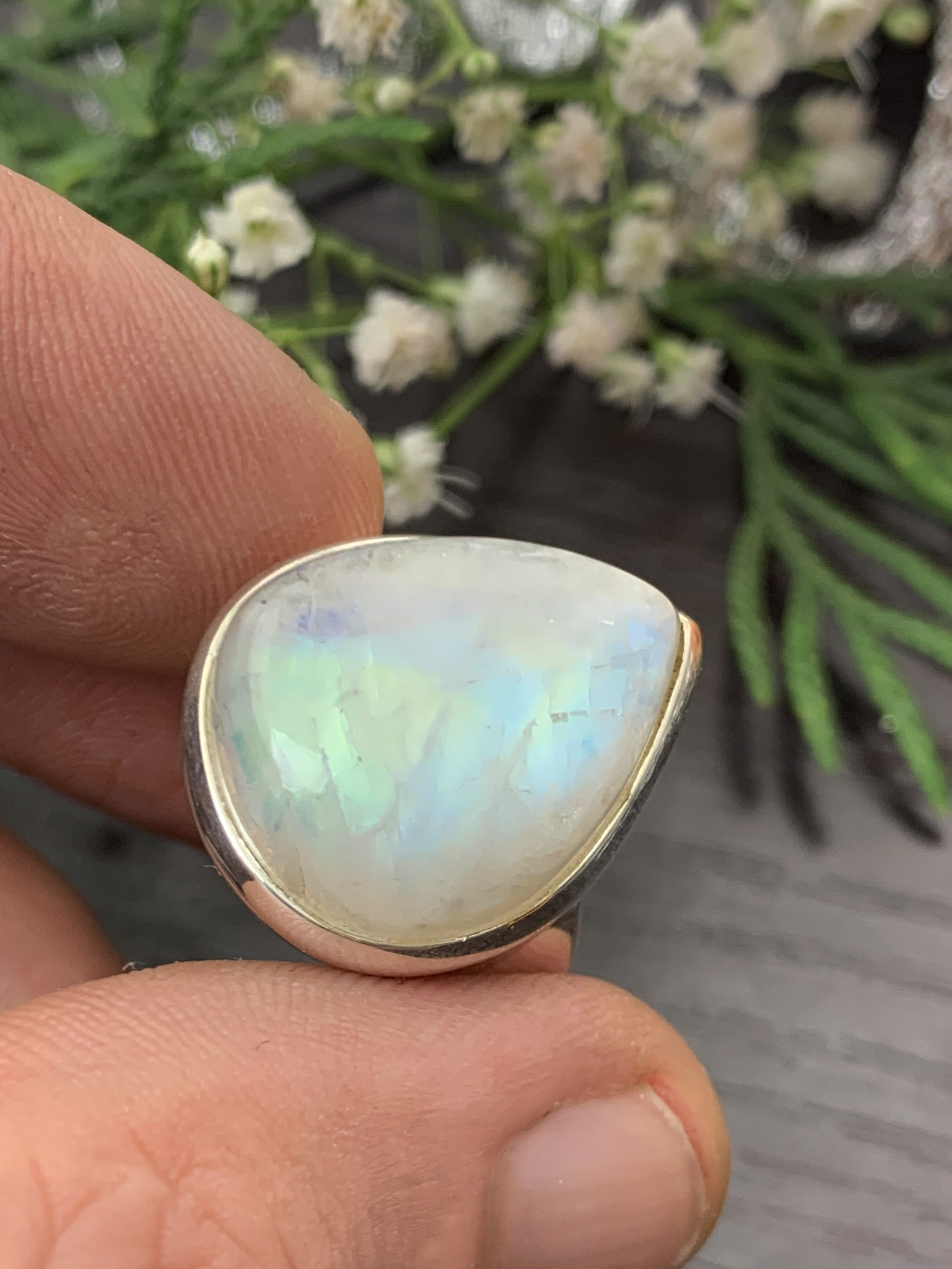 Mondstein Ring - Regenbogen 