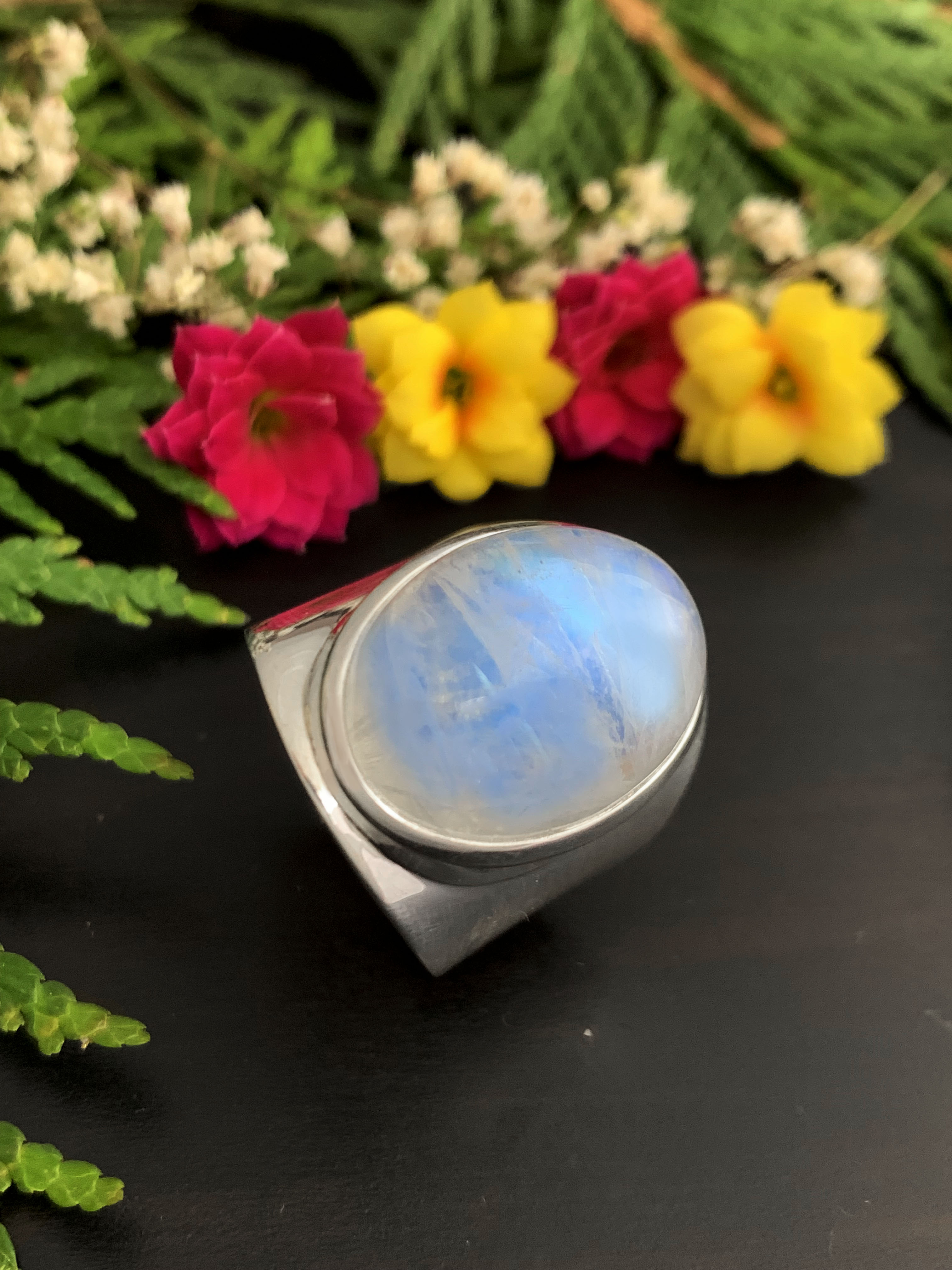 Mondstein Ring - Regenbogen 