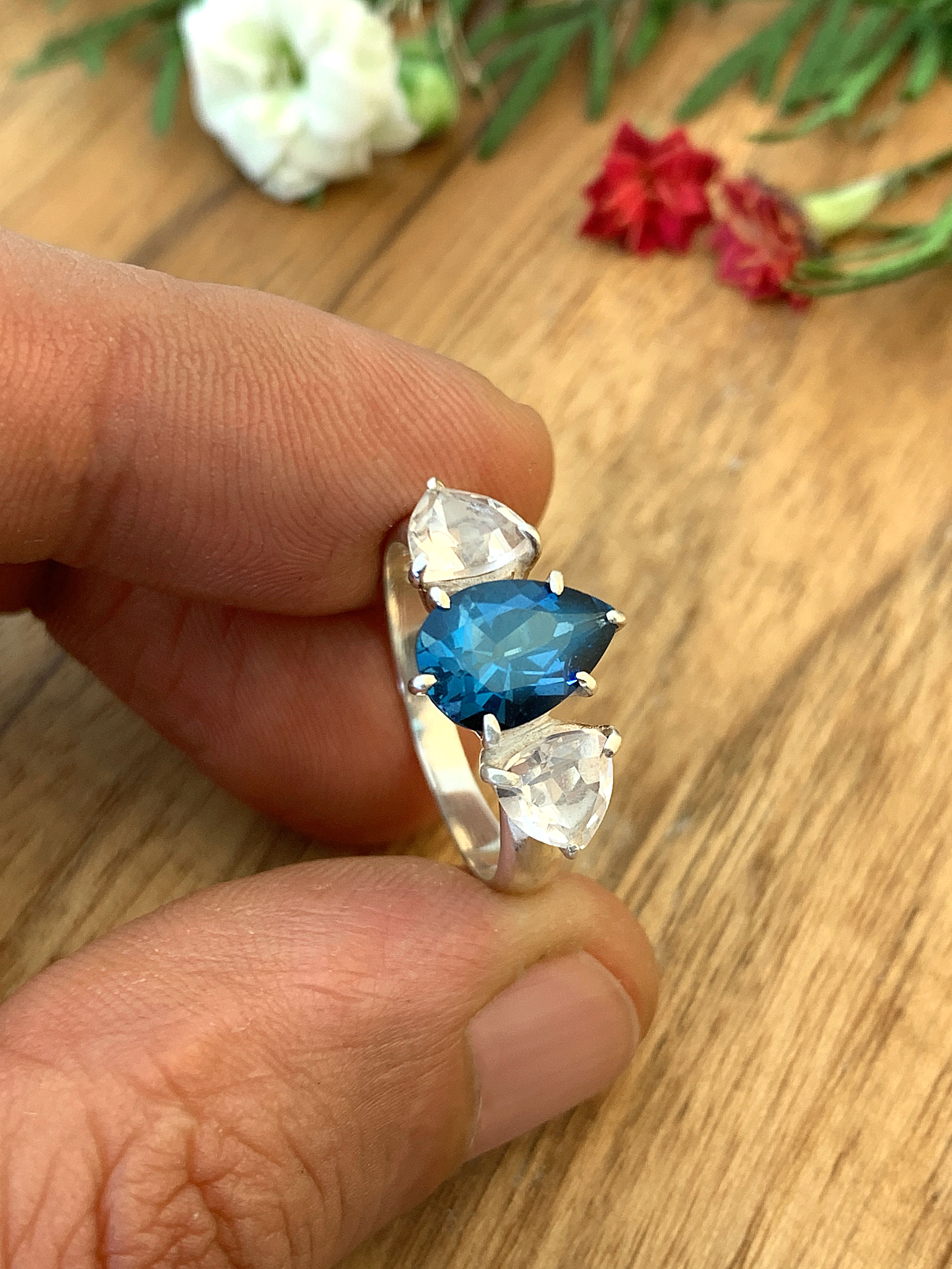 blautopas-ring-london-blue-topaz-ring-r01761-2 London Blautopas mit Bergkristall Ring