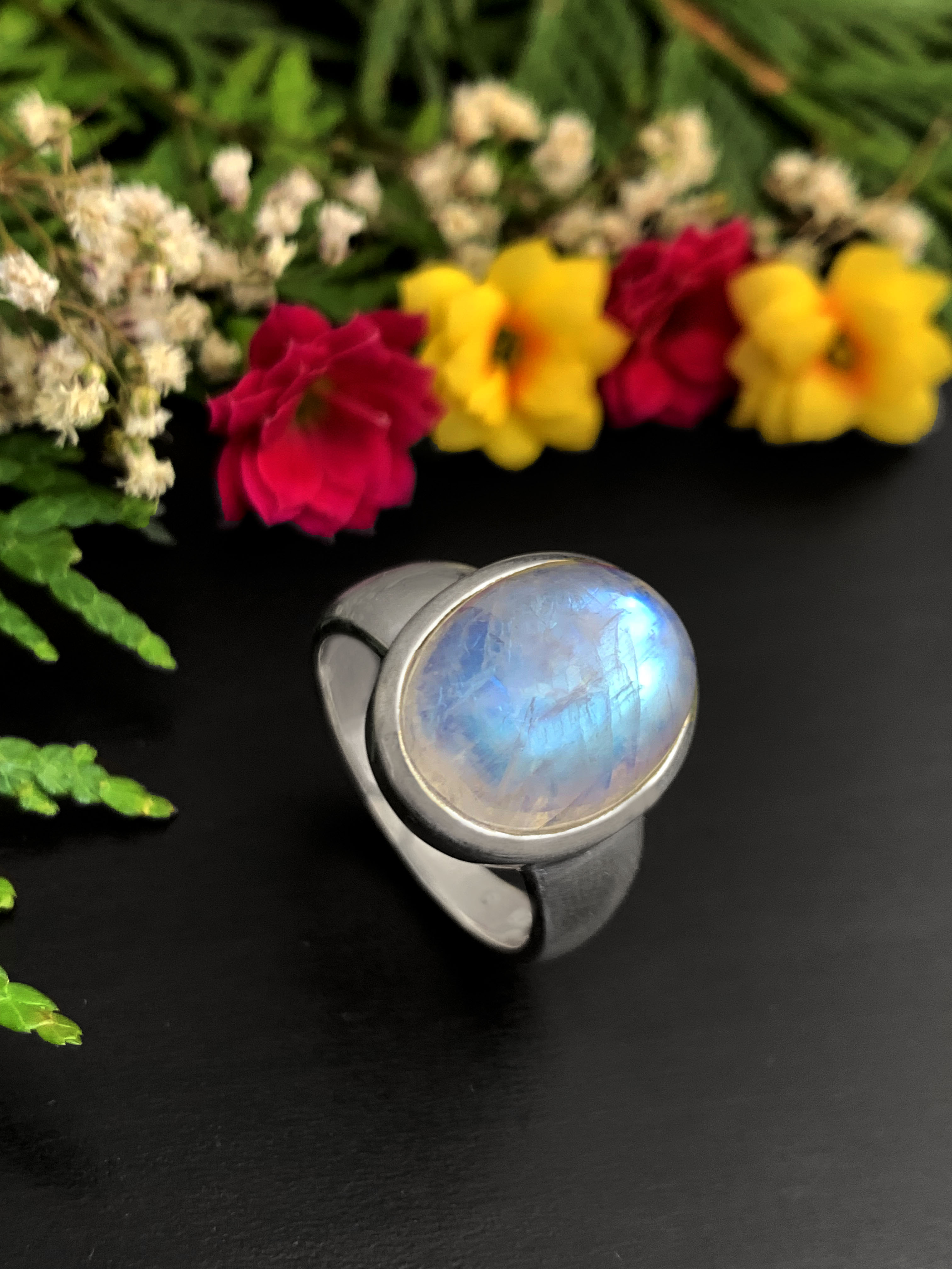 Mondstein Ring - Regenbogen 