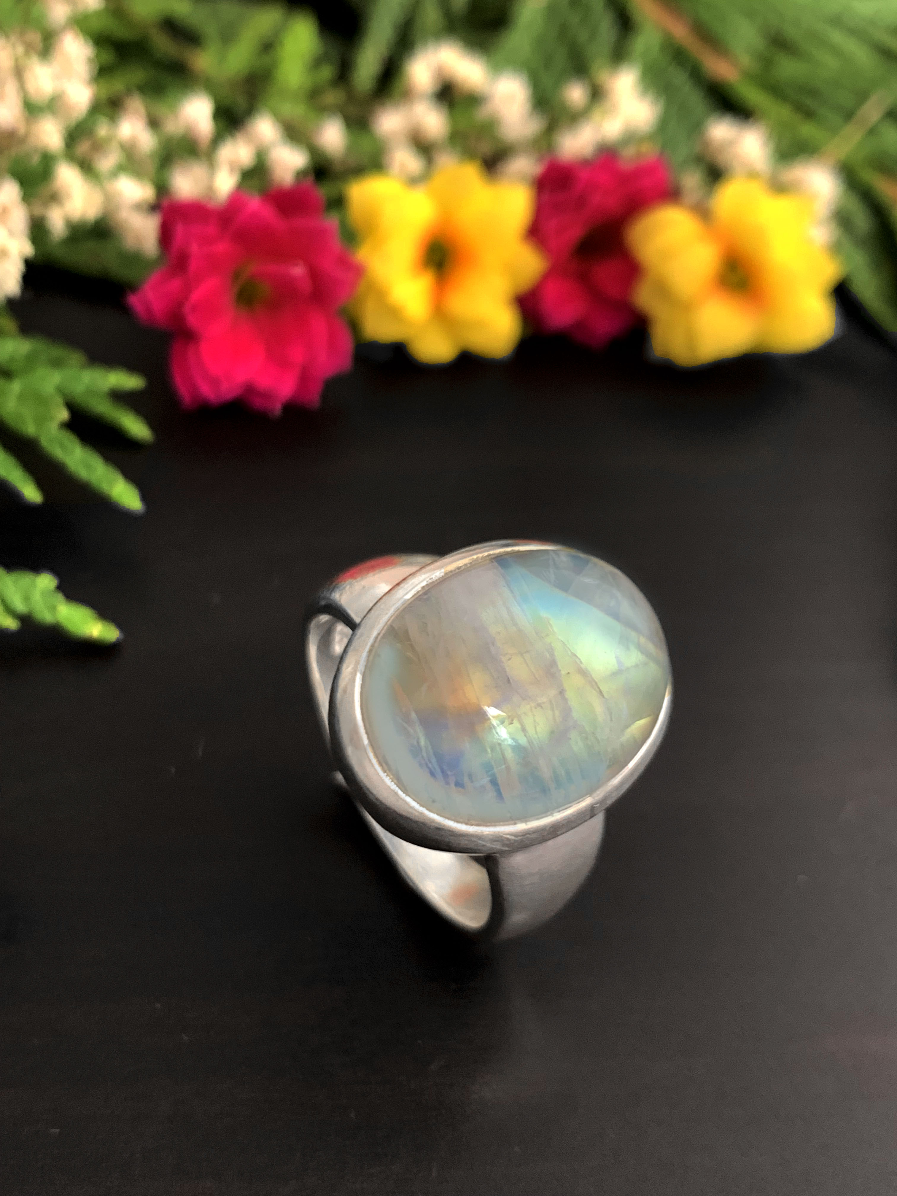 Mondstein Ring - Regenbogen 