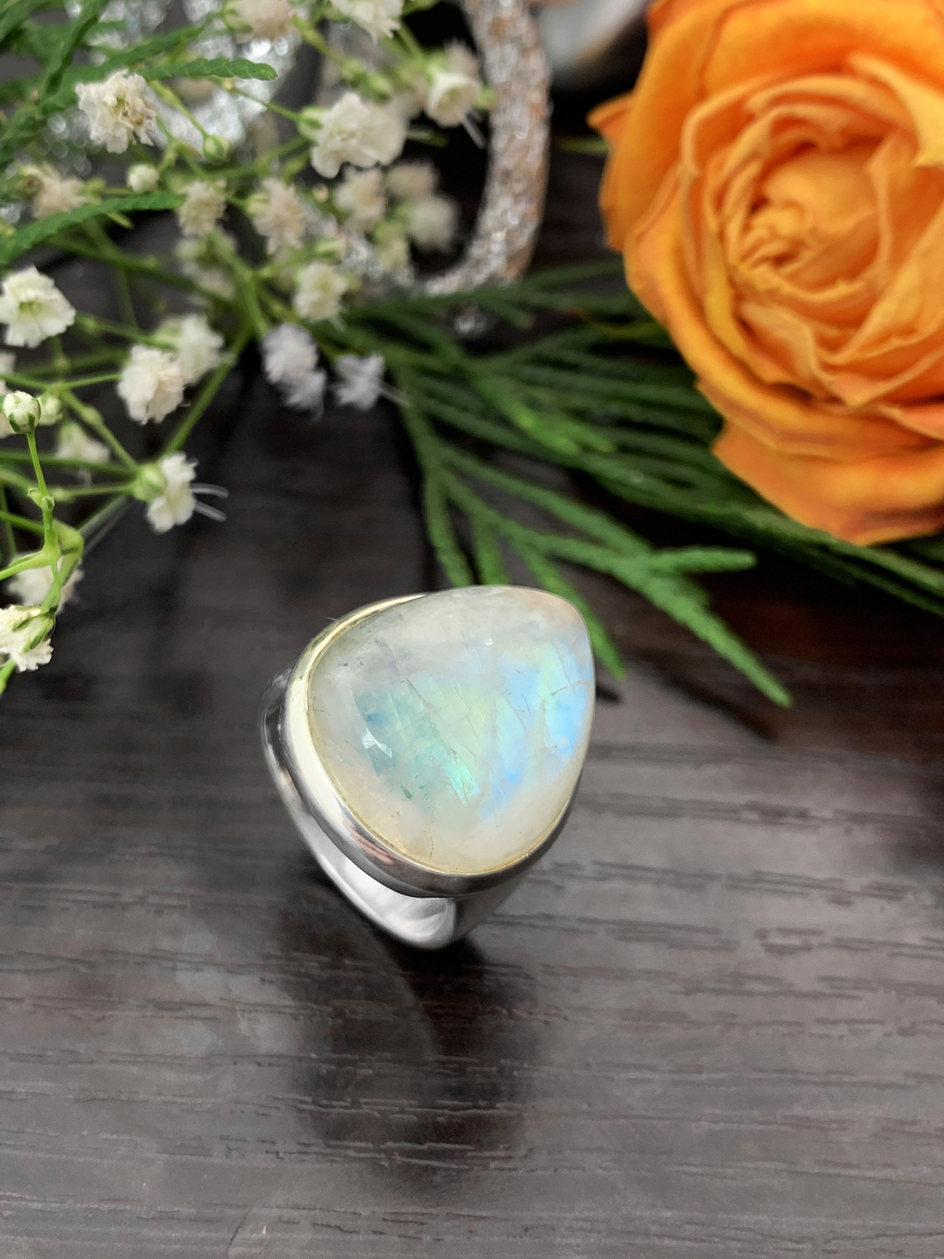 Mondstein Ring - Regenbogen 