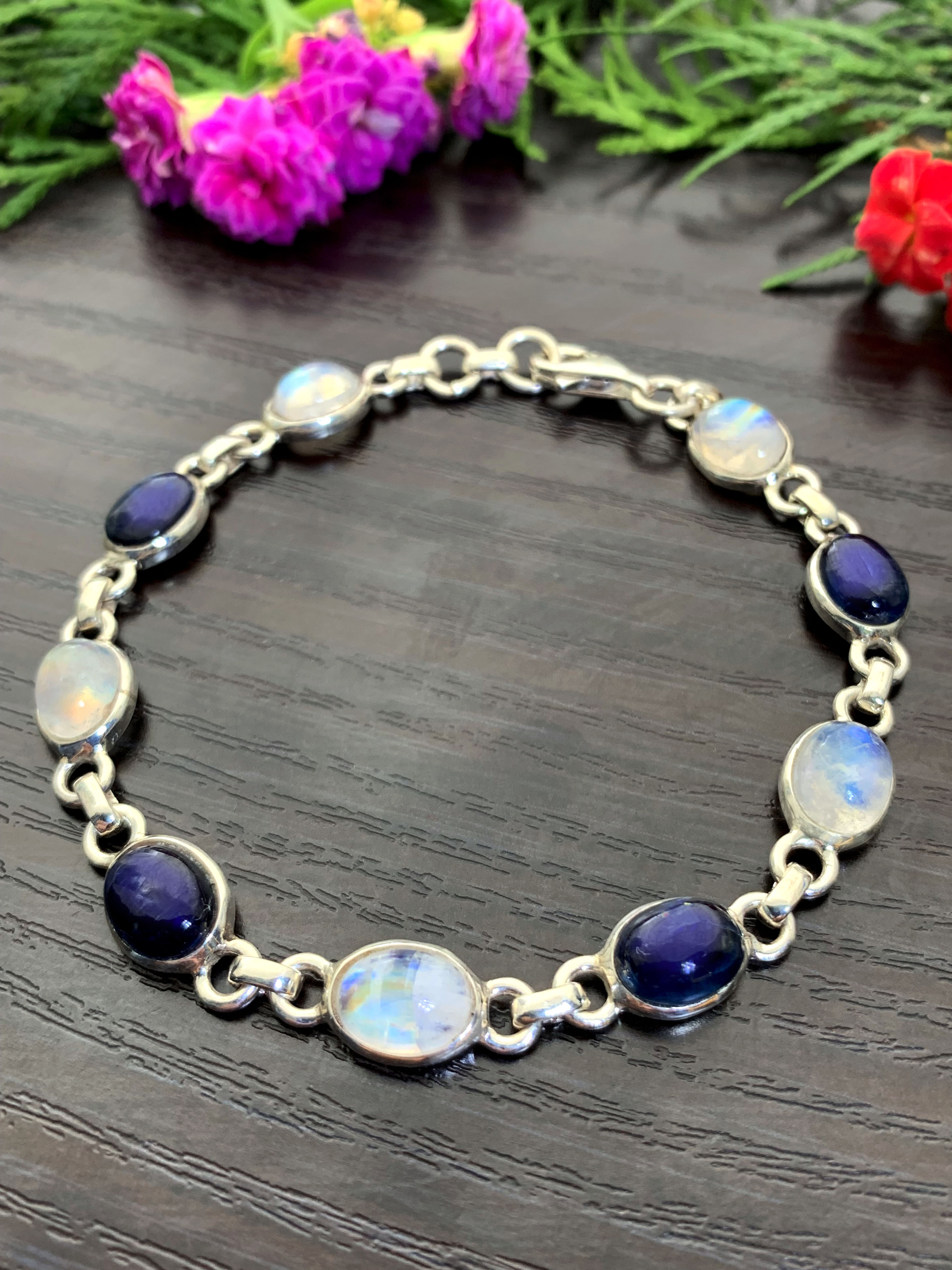 Moonstone with Kyanite Bracelet 