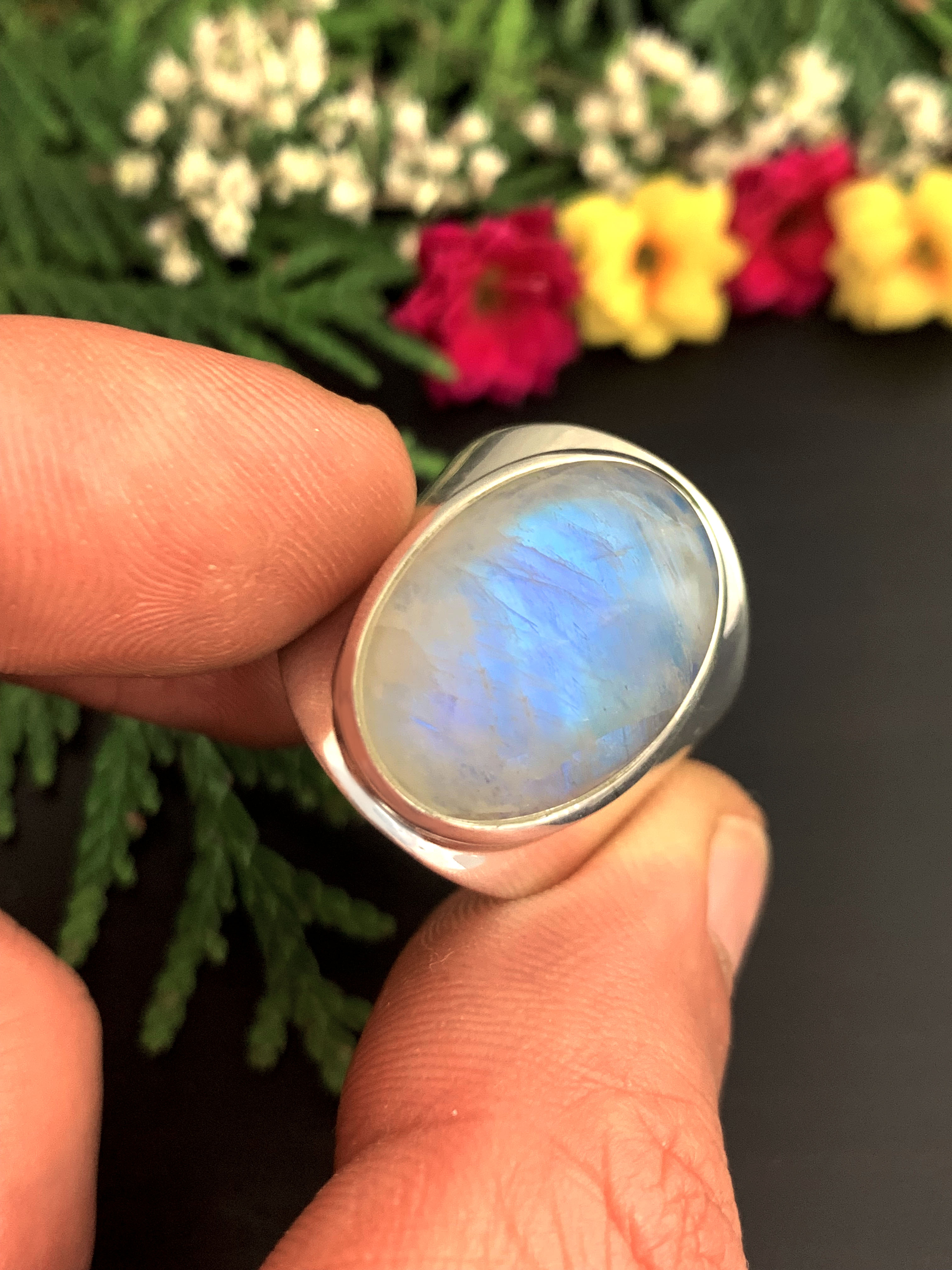Mondstein Ring - Regenbogen 