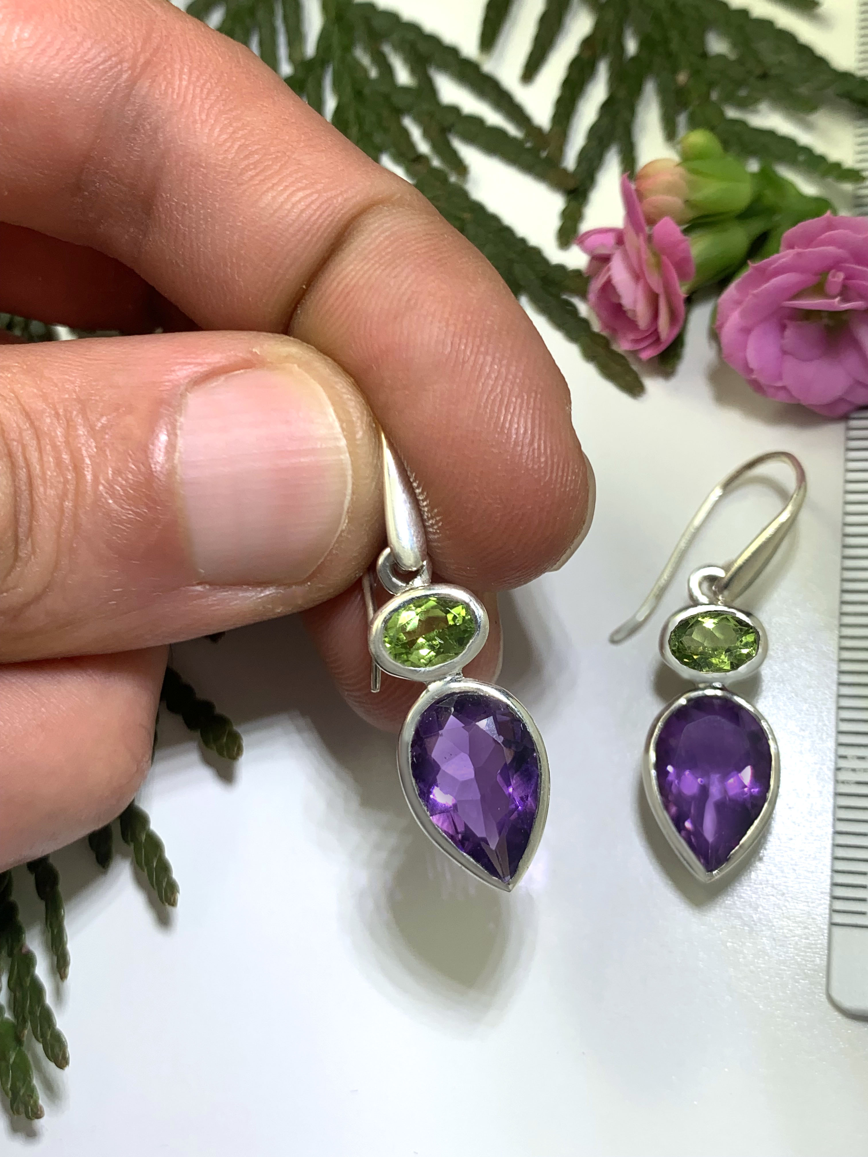 Amethyst mit Peridot Ohrhänger