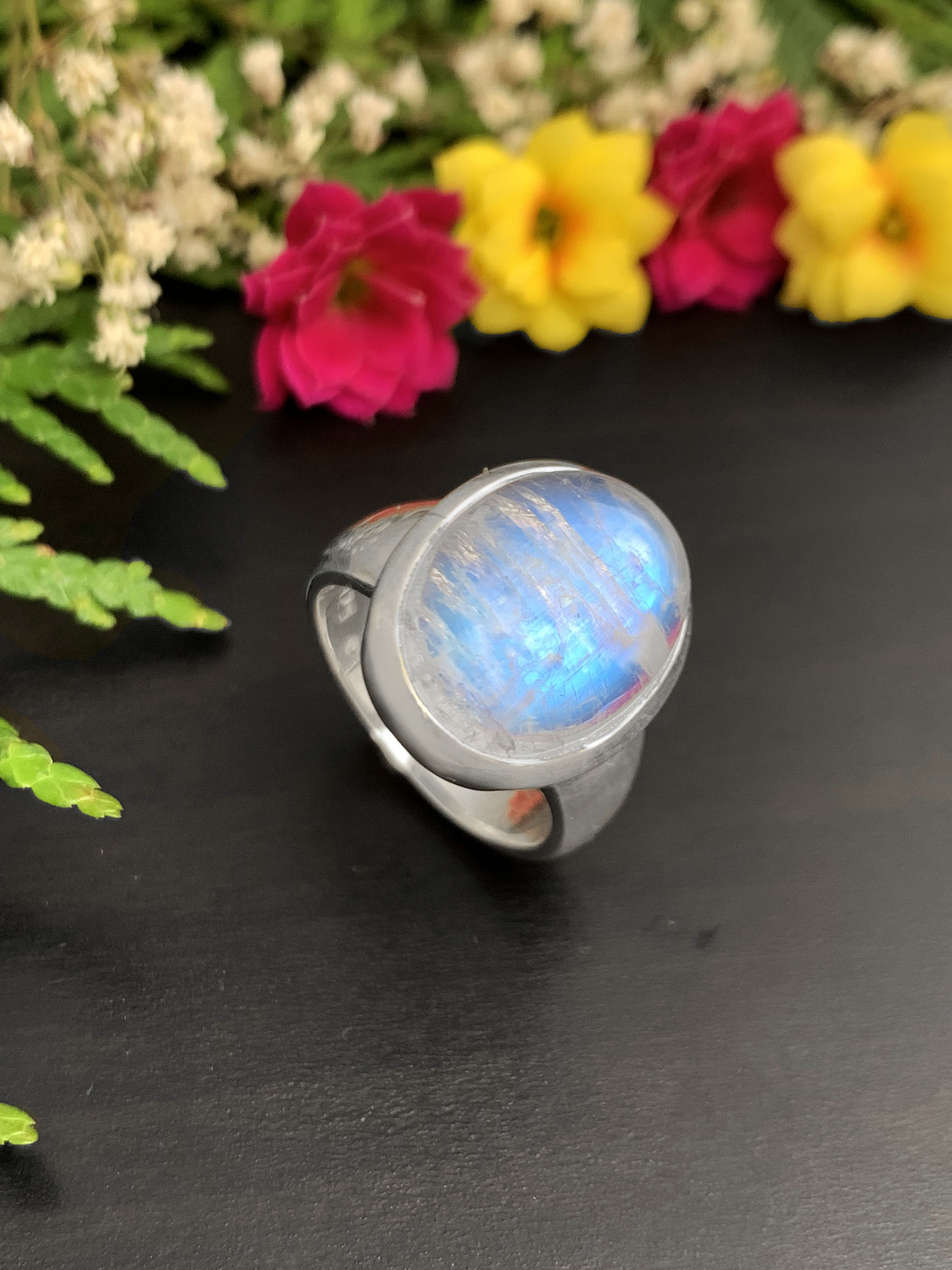 Mondstein Ring - Regenbogen 