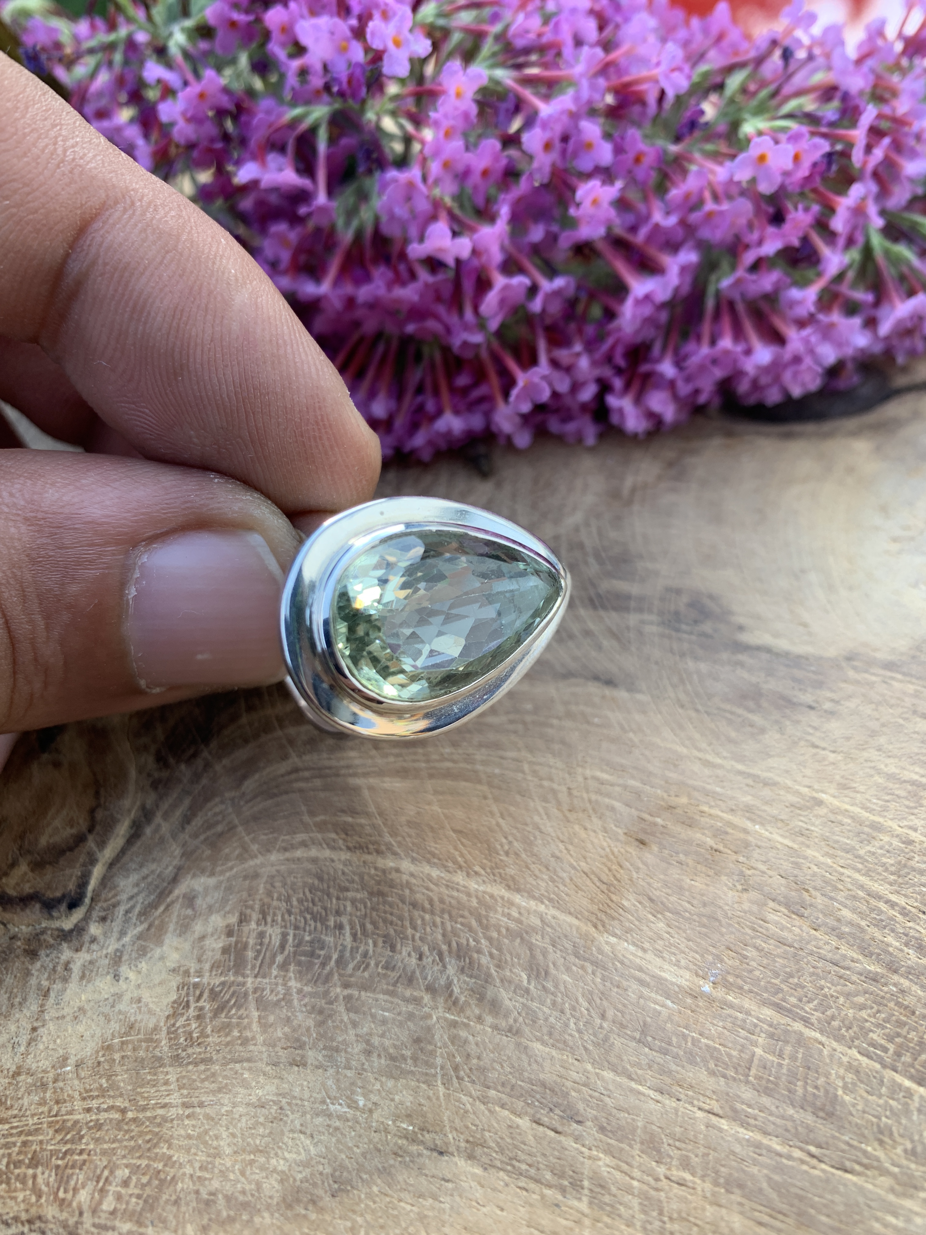 Green Amethyst Ring - 51,5