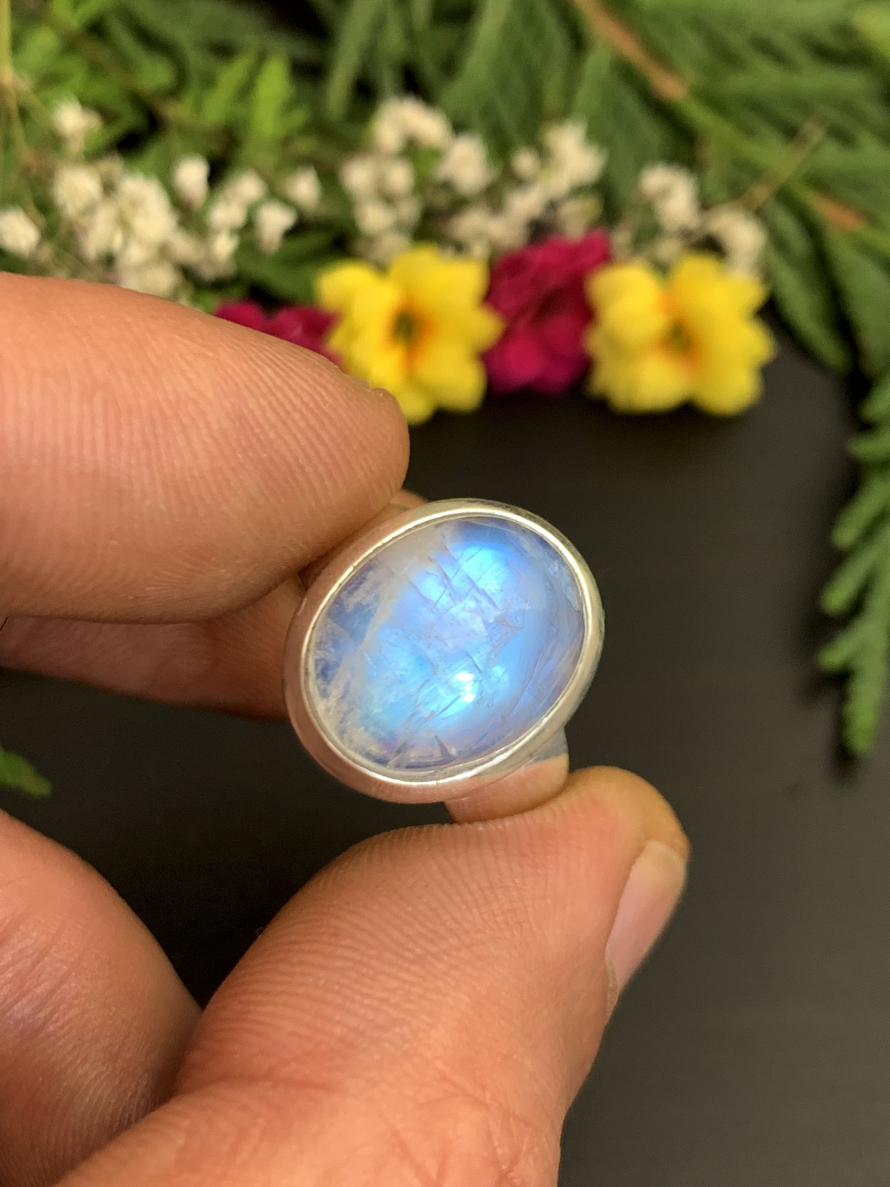 Mondstein Ring - Regenbogen 