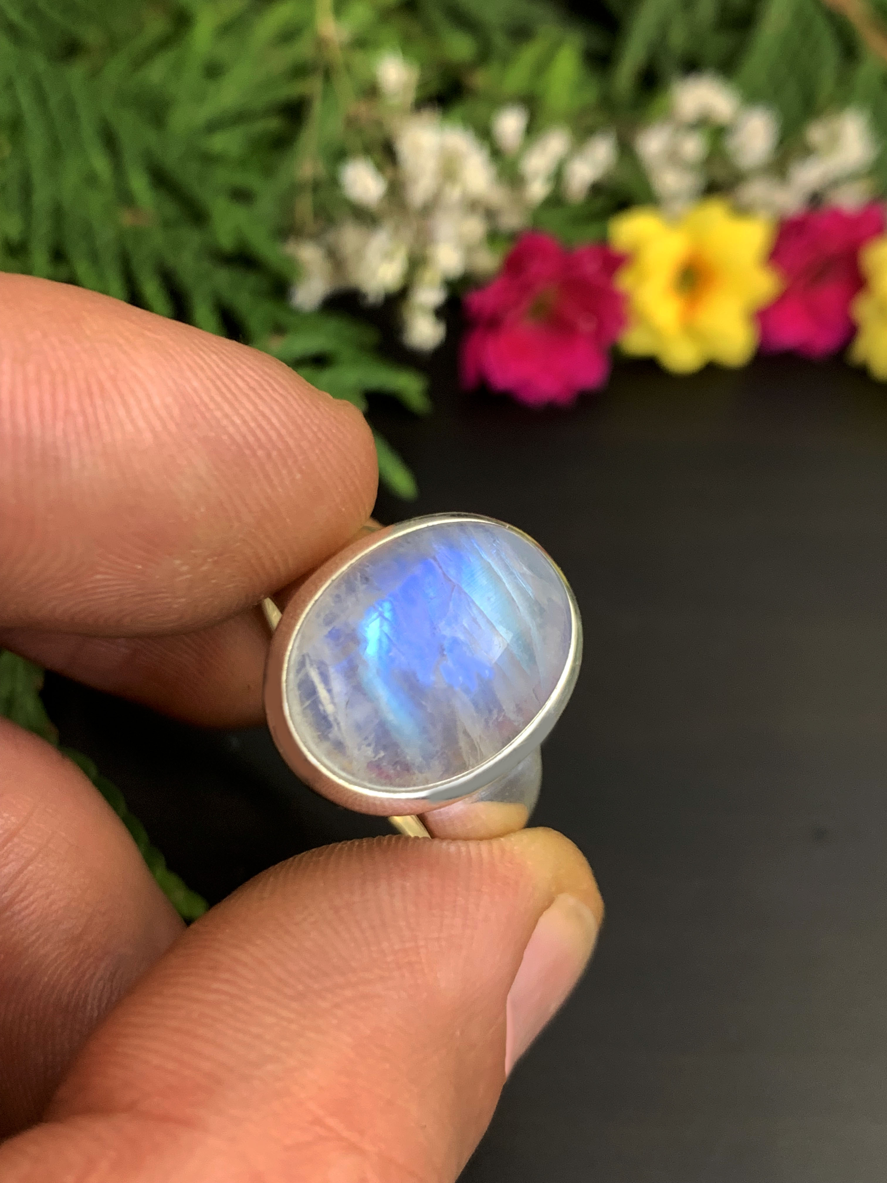 Mondstein Ring - Regenbogen 