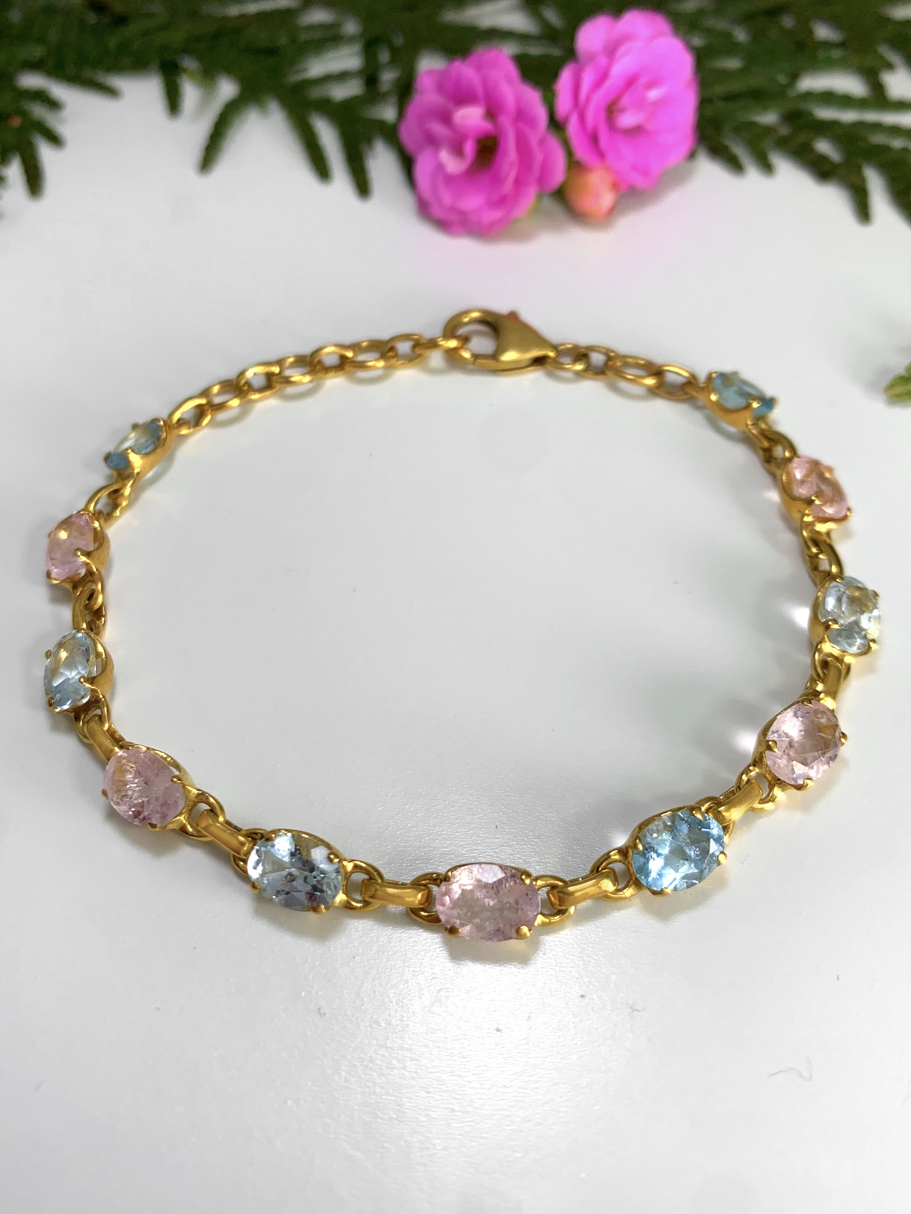 Aquamarin & Morganit Armband