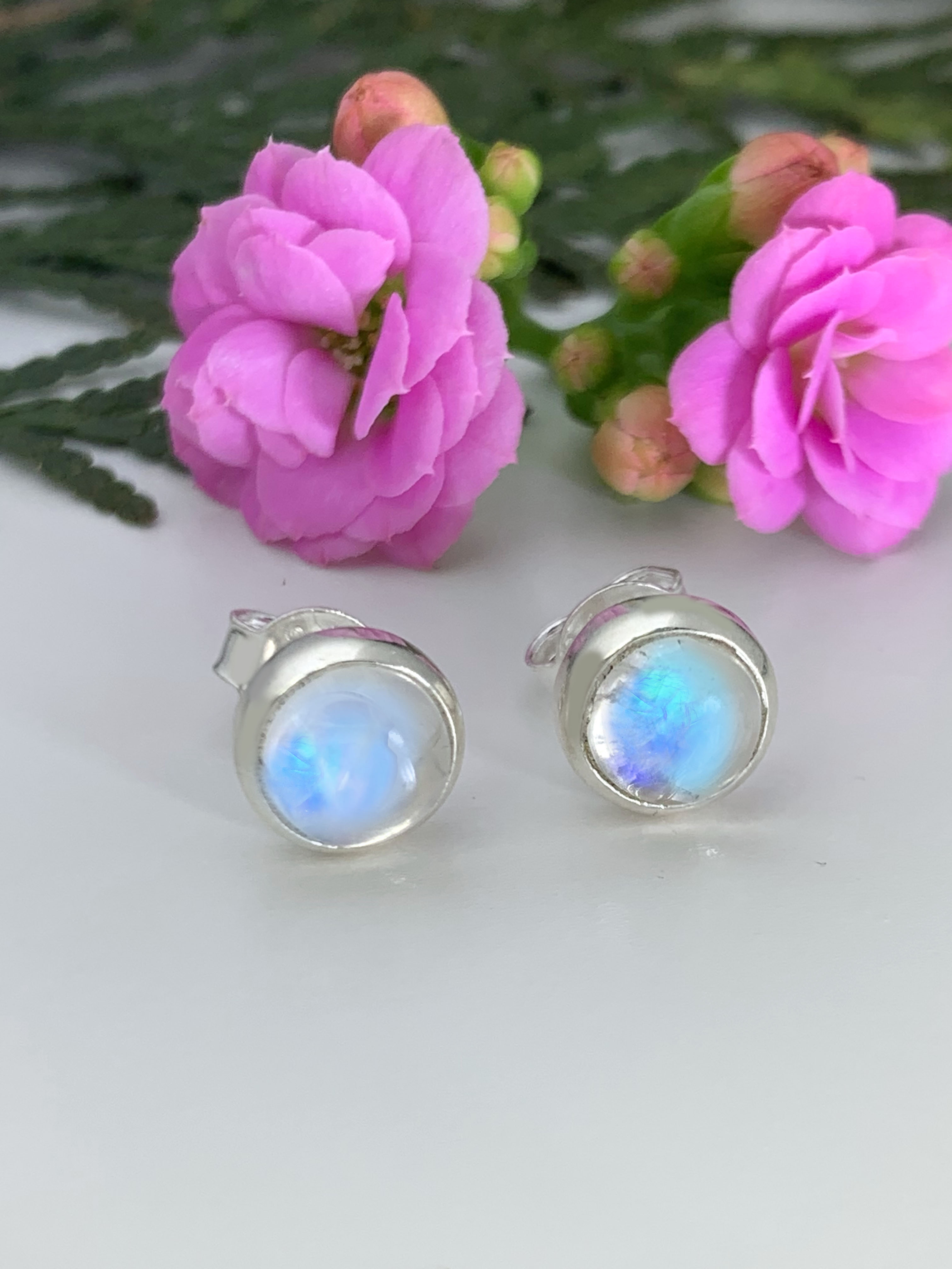 mondstein-ohrstecker-moonstone-studs-ohr00924 Mondstein Ohrstecker - Regenbogen