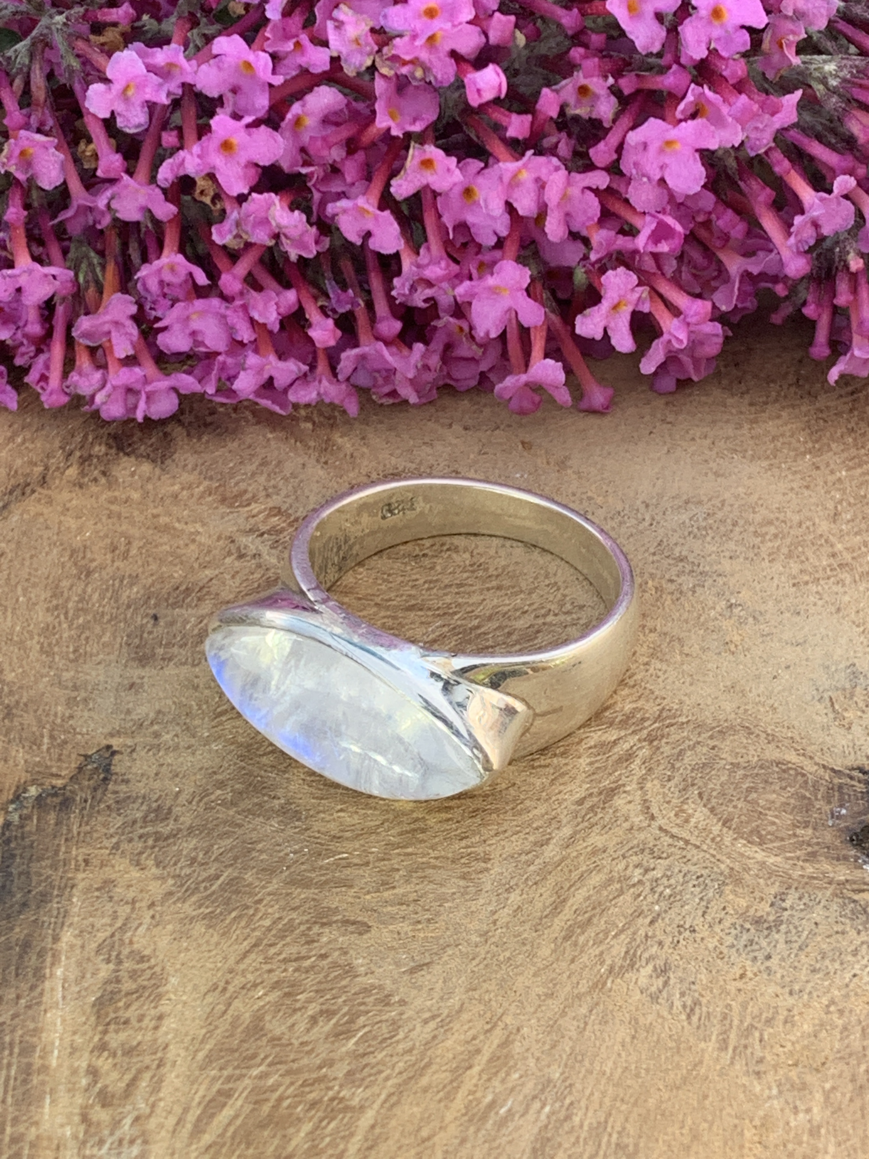 Regenbogen Mondstein Ring - 61