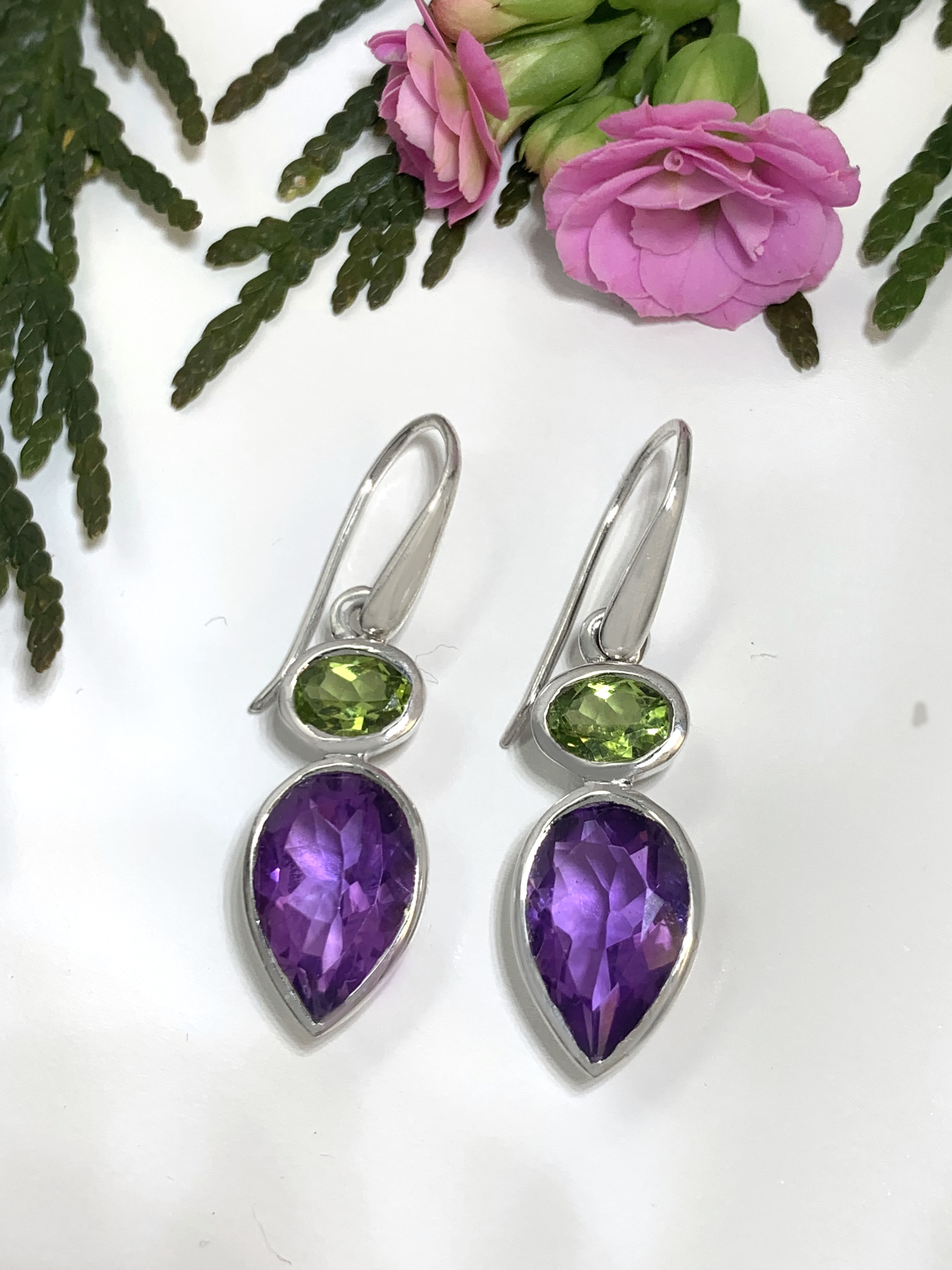 amethyst-ohrhaenger-amethyst-earrings-ohr00855 Amethyst mit Peridot Ohrhänger