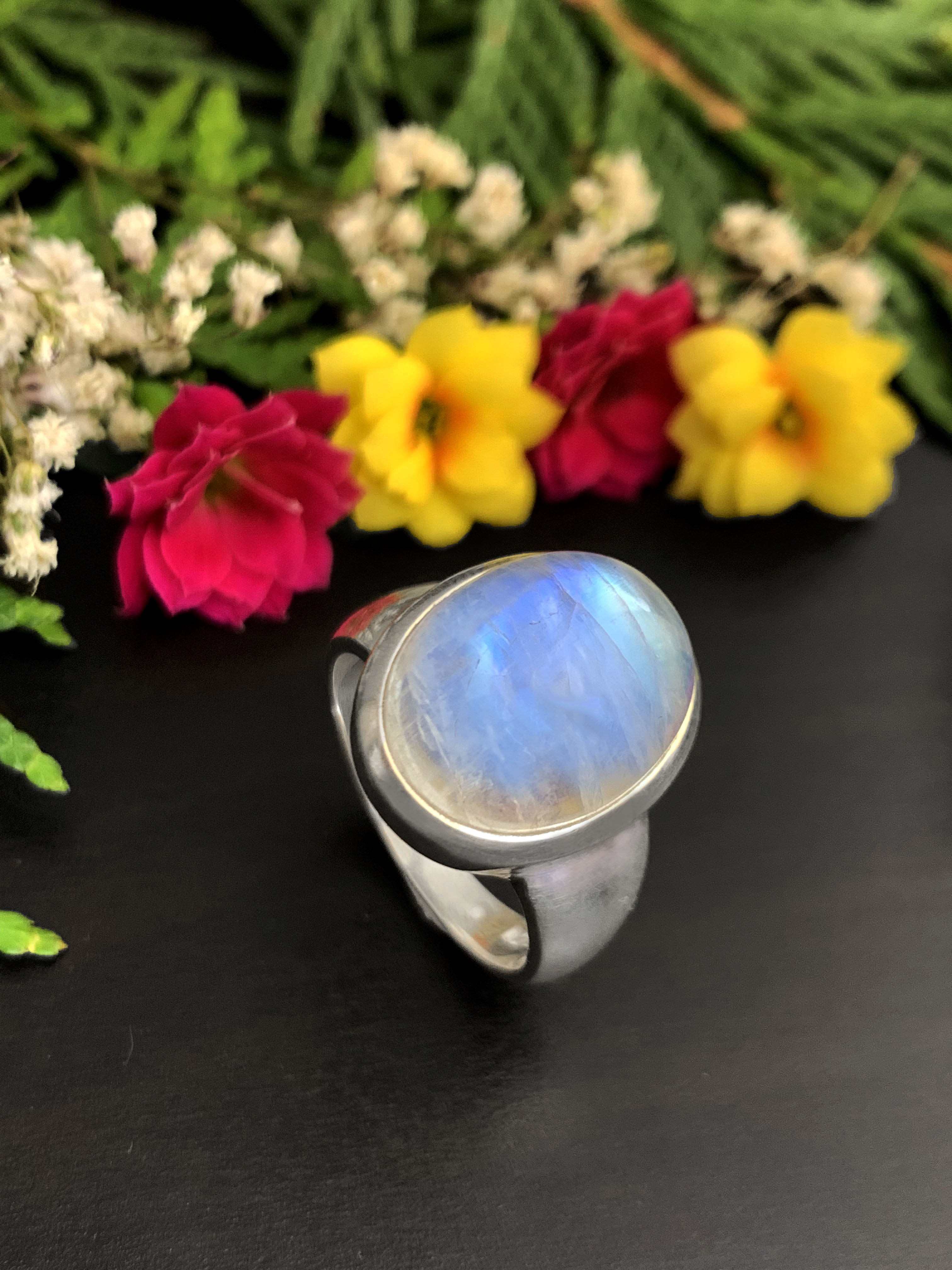 Mondstein Ring - Regenbogen 