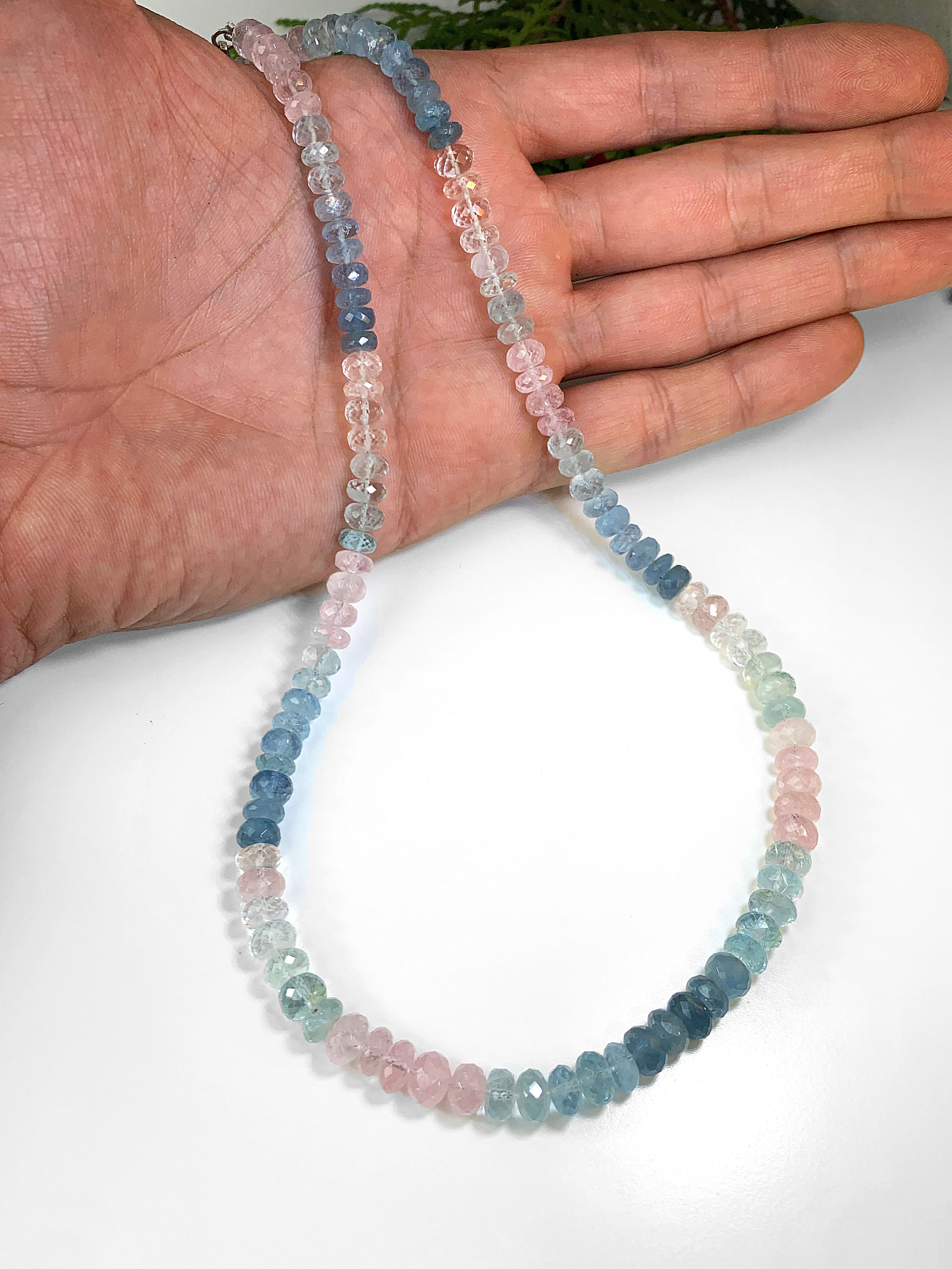 Aquamarin mit Morganit Kette - TOP