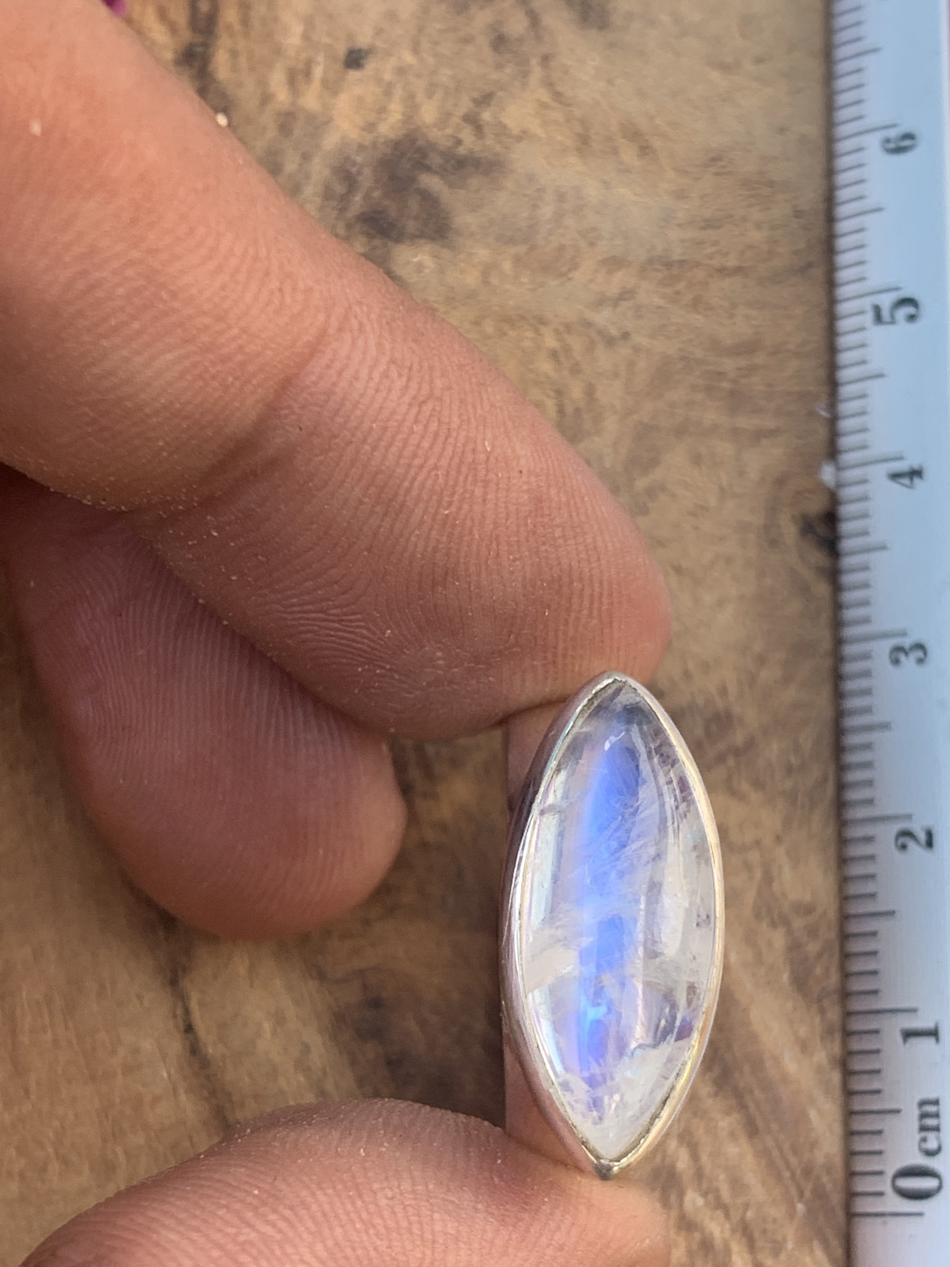 Regenbogen Mondstein Ring - 61
