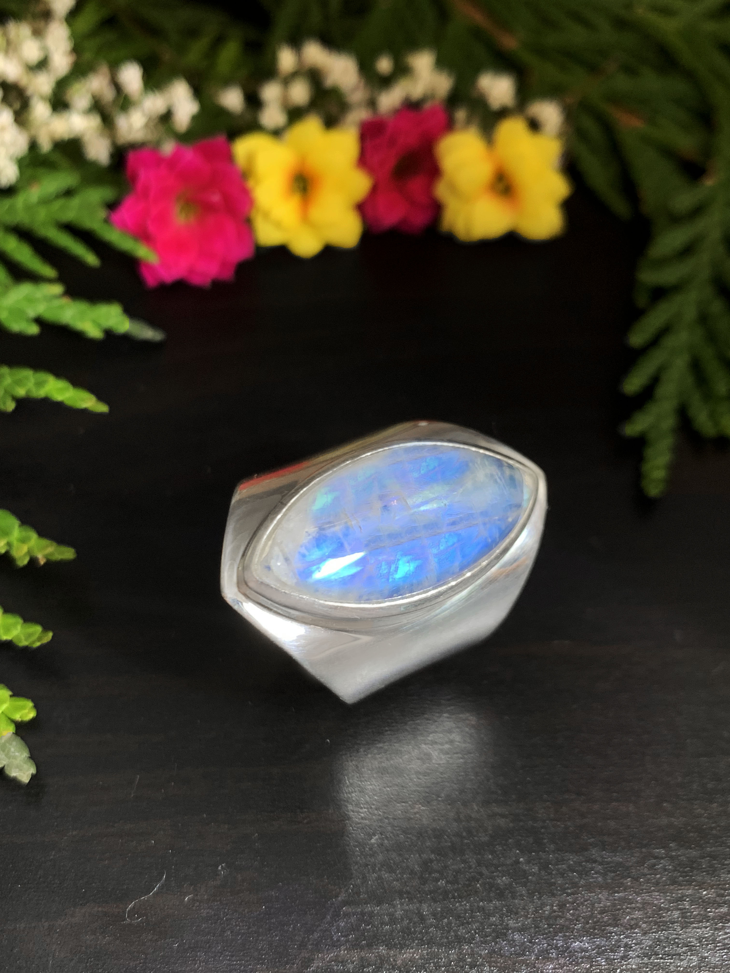 Mondstein Ring - Regenbogen