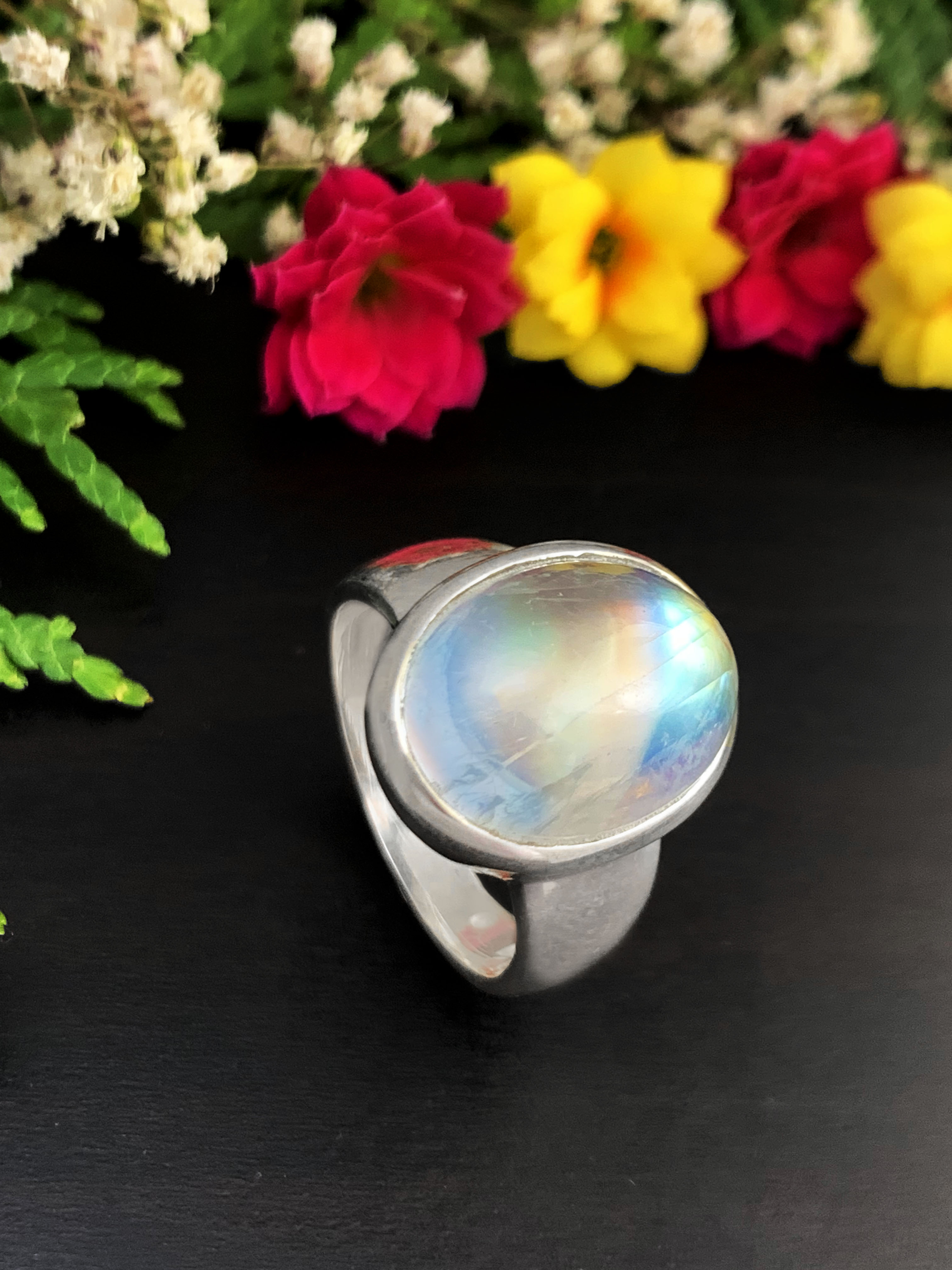 Mondstein Ring - Regenbogen 