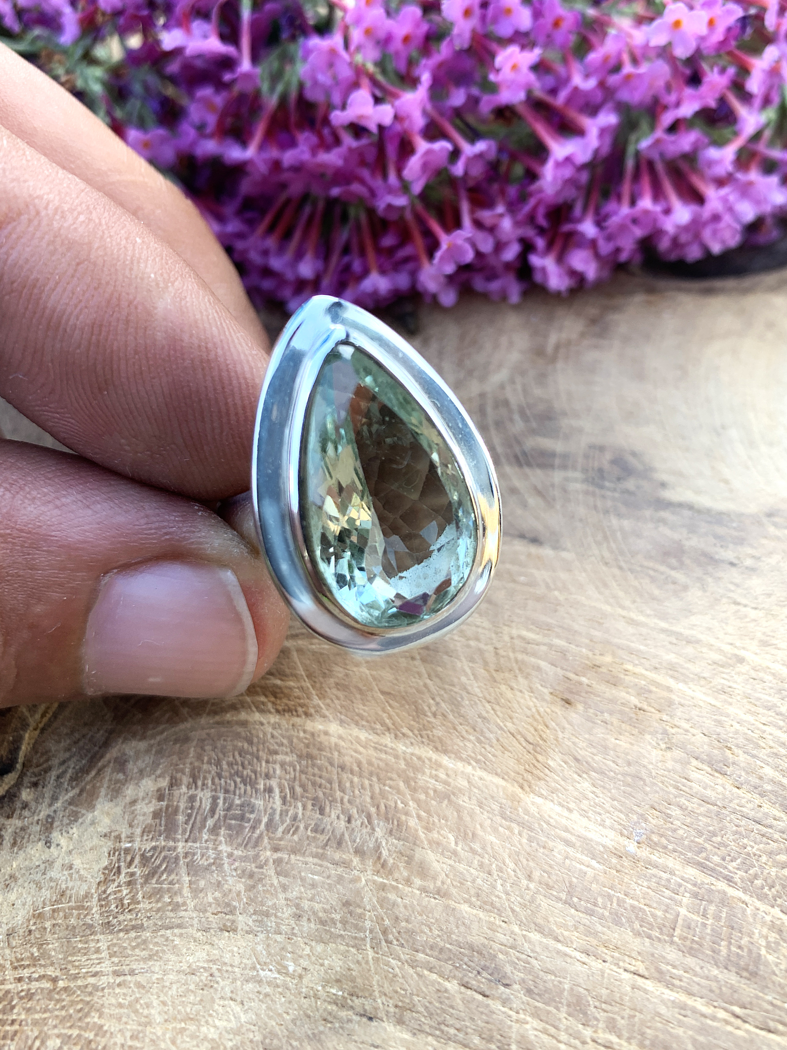 Green Amethyst Ring - 51,5