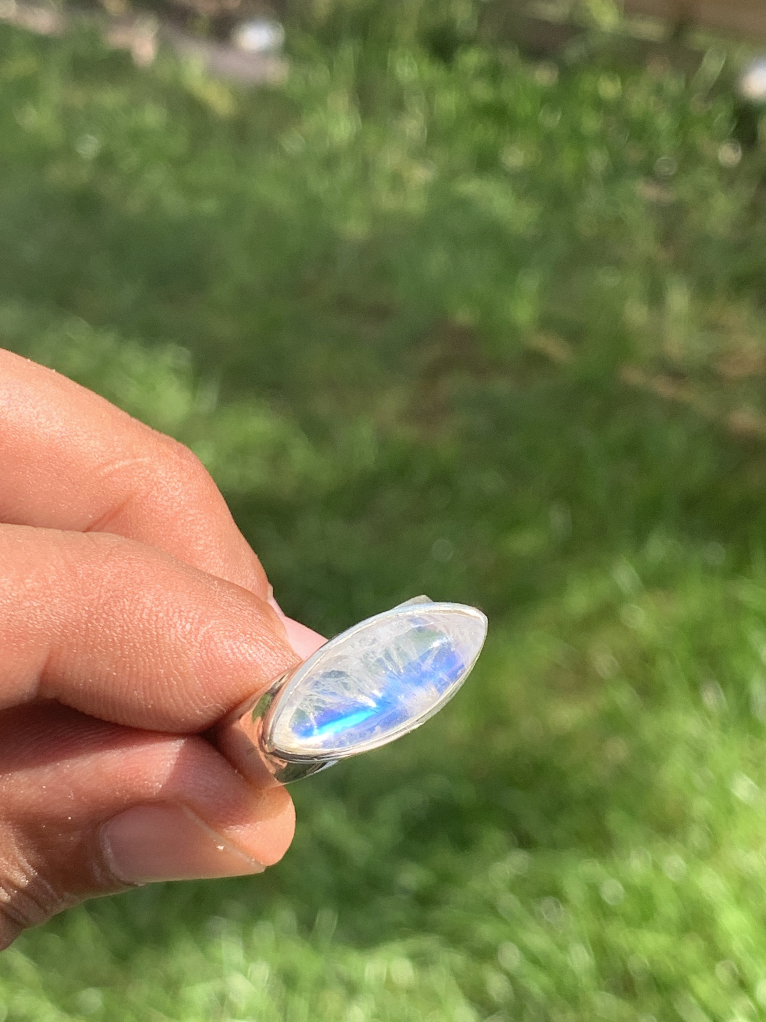 Regenbogen Mondstein Ring - 61