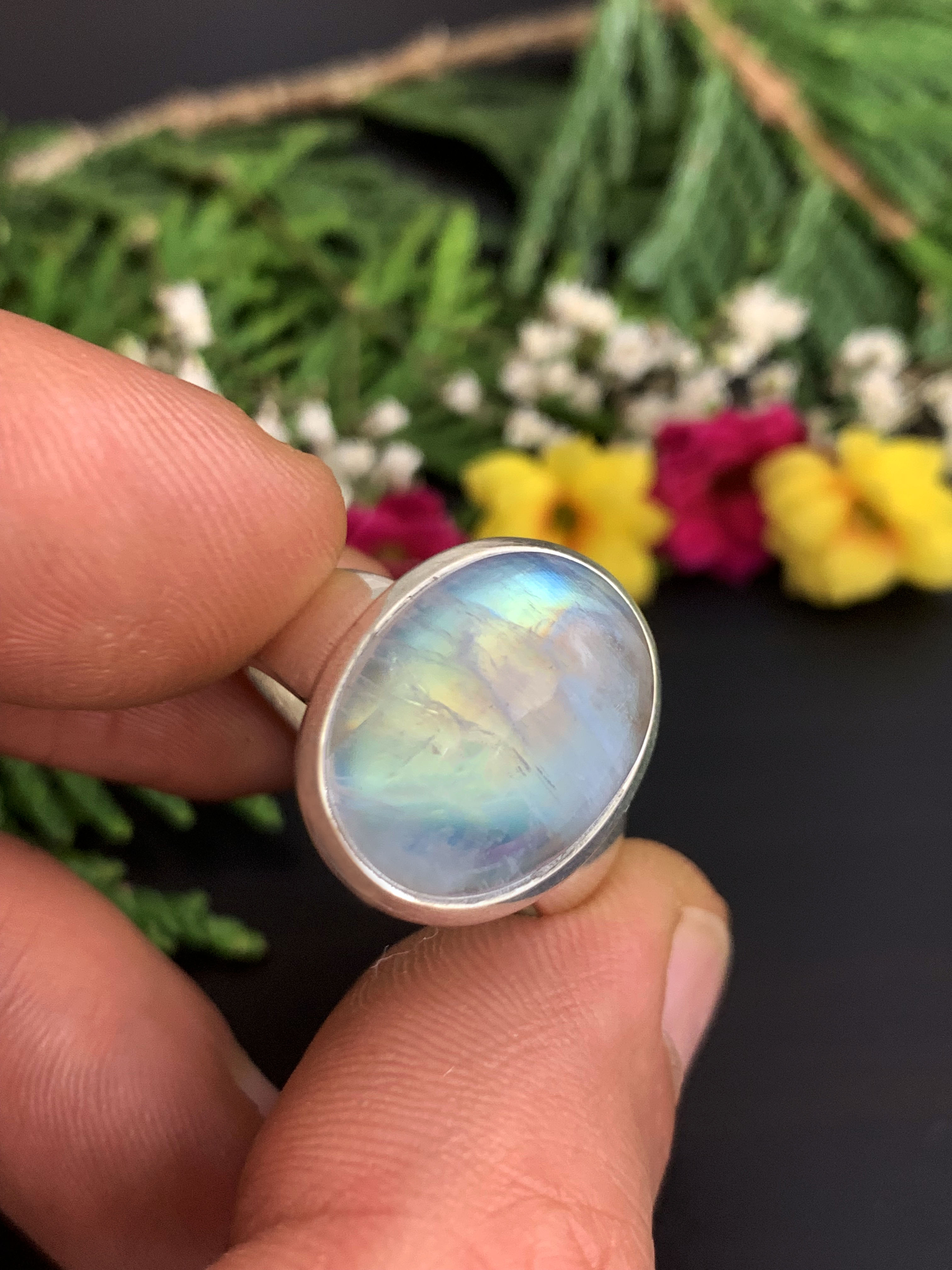 Mondstein Ring - Regenbogen 