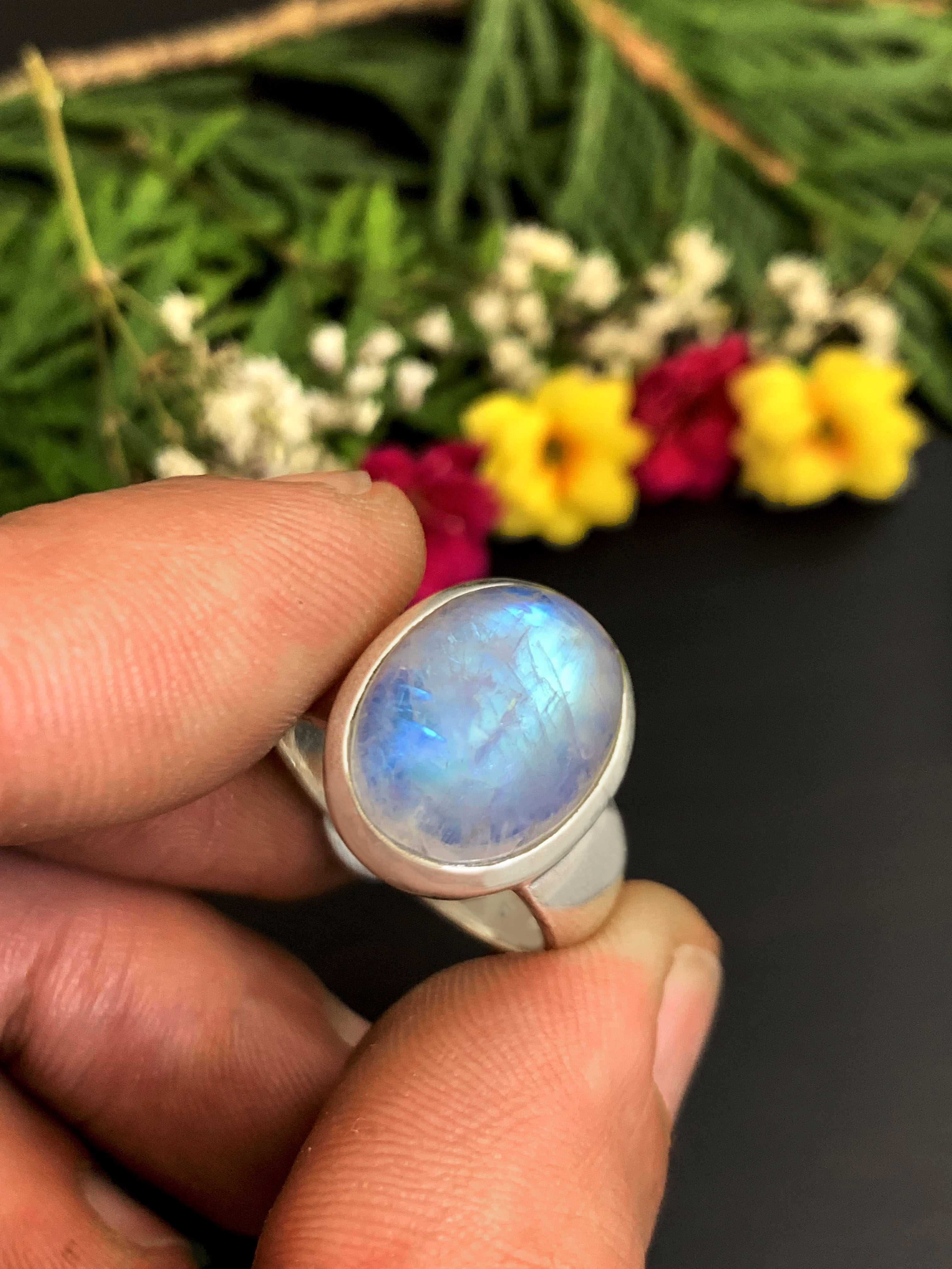 Mondstein Ring - Regenbogen 