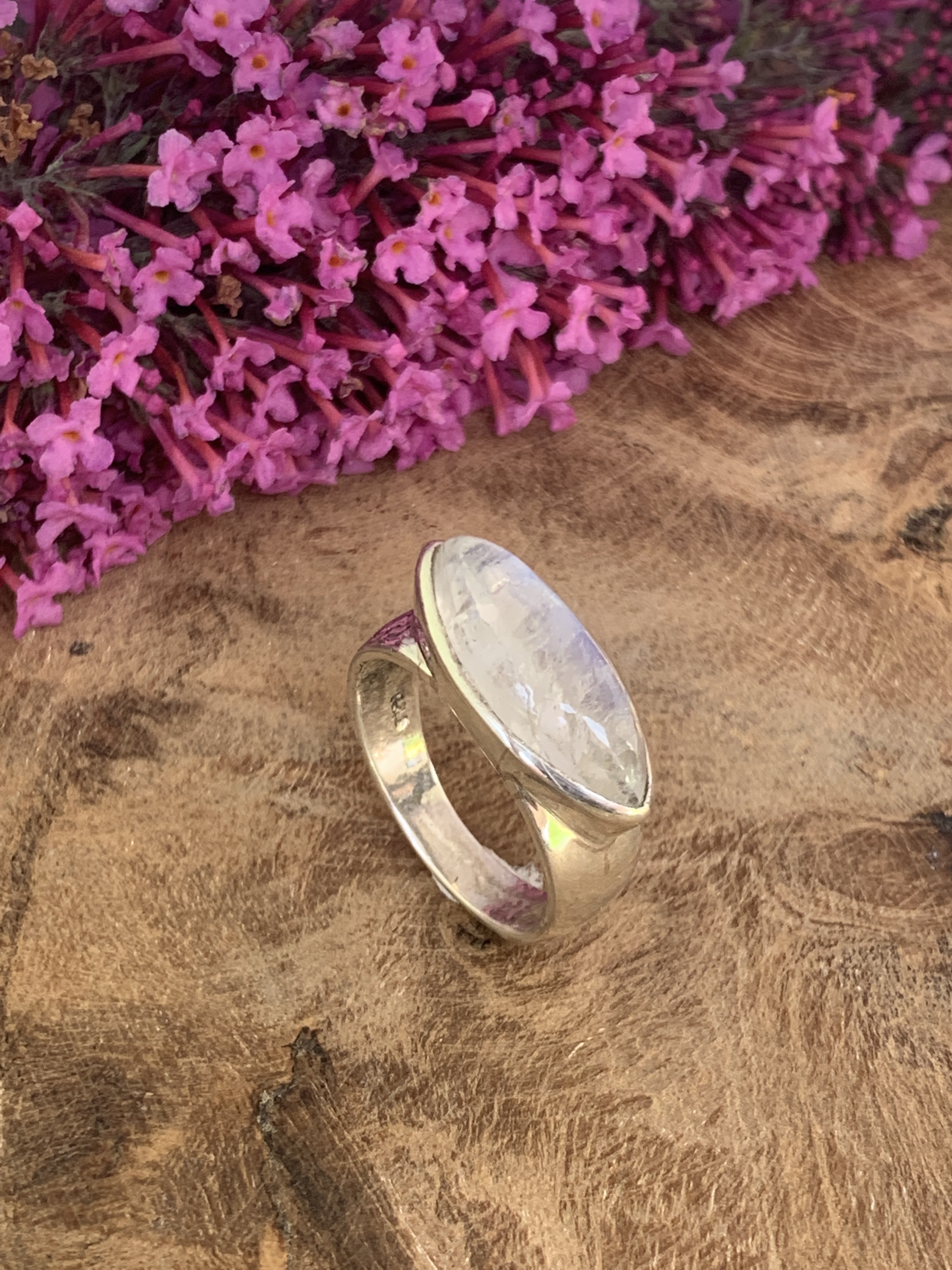 Regenbogen Mondstein Ring - 61